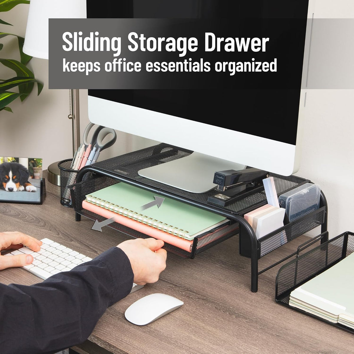 Mind Reader Monitor Stand, Ventilated Laptop Riser, Paper Tray, Office, Metal...