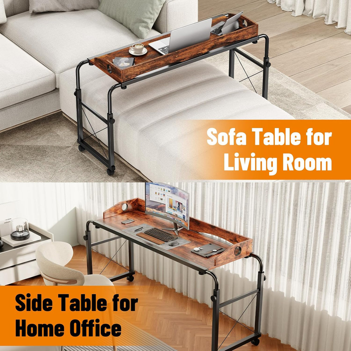 BYMECOST Laptop Desk for Bed, Adjustable Height & Length Laptop Bed Table