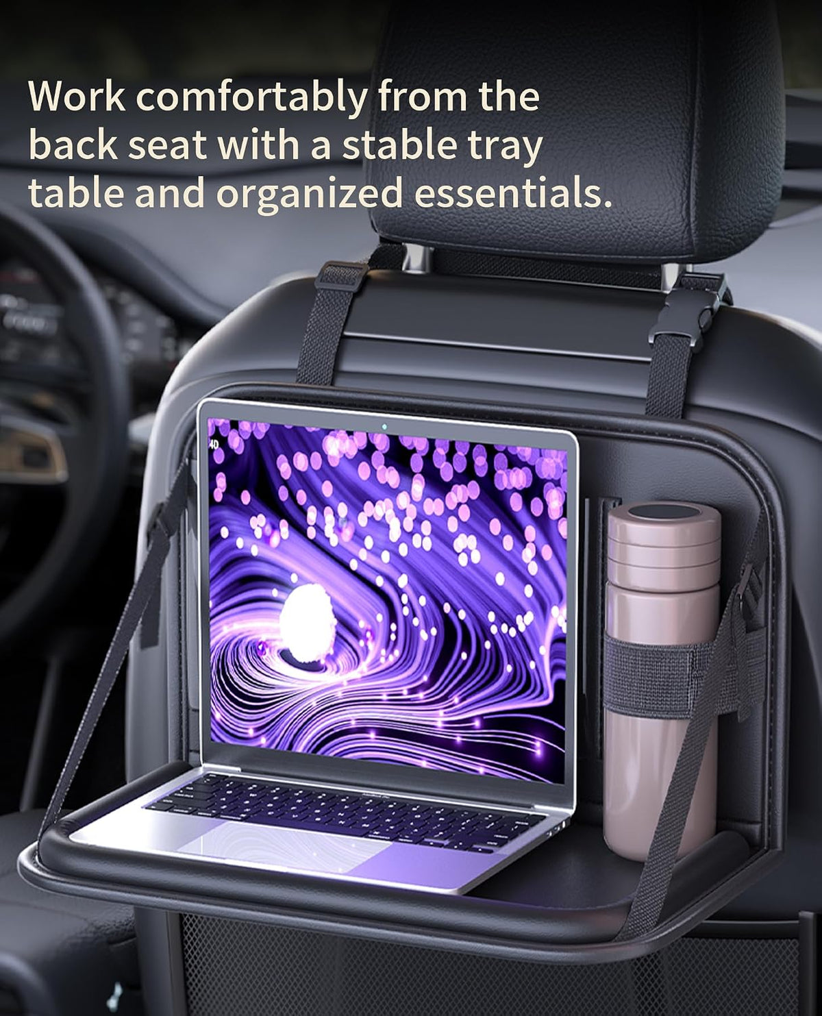 Backseat Car Organizer with Foldable Tray & Tablet Holder