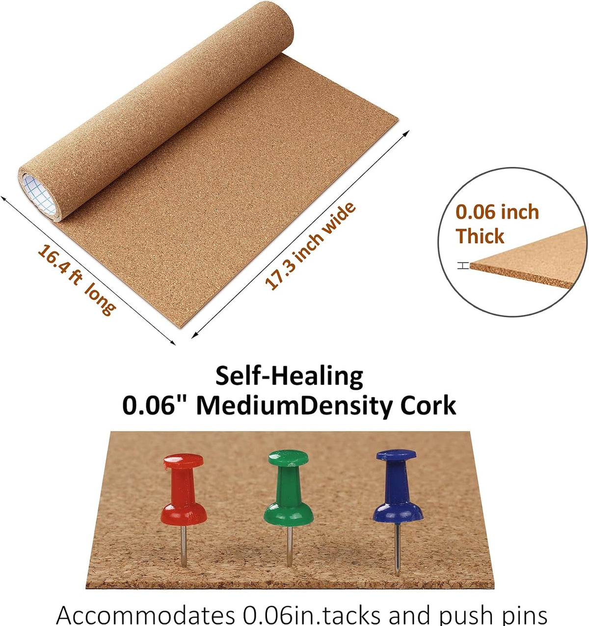 ReWallpaper Large Cork Board Roll 1.5mm Thick Self Adhesive Cork Boards for W...