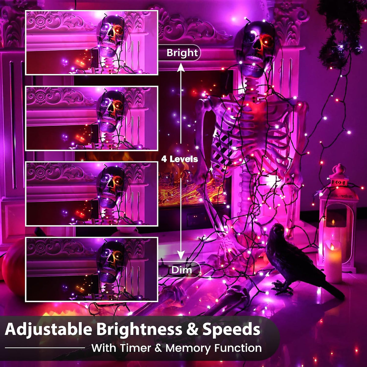 Toodour Halloween Lights RGB String Light, 131ft 350LED Orange Purple Light