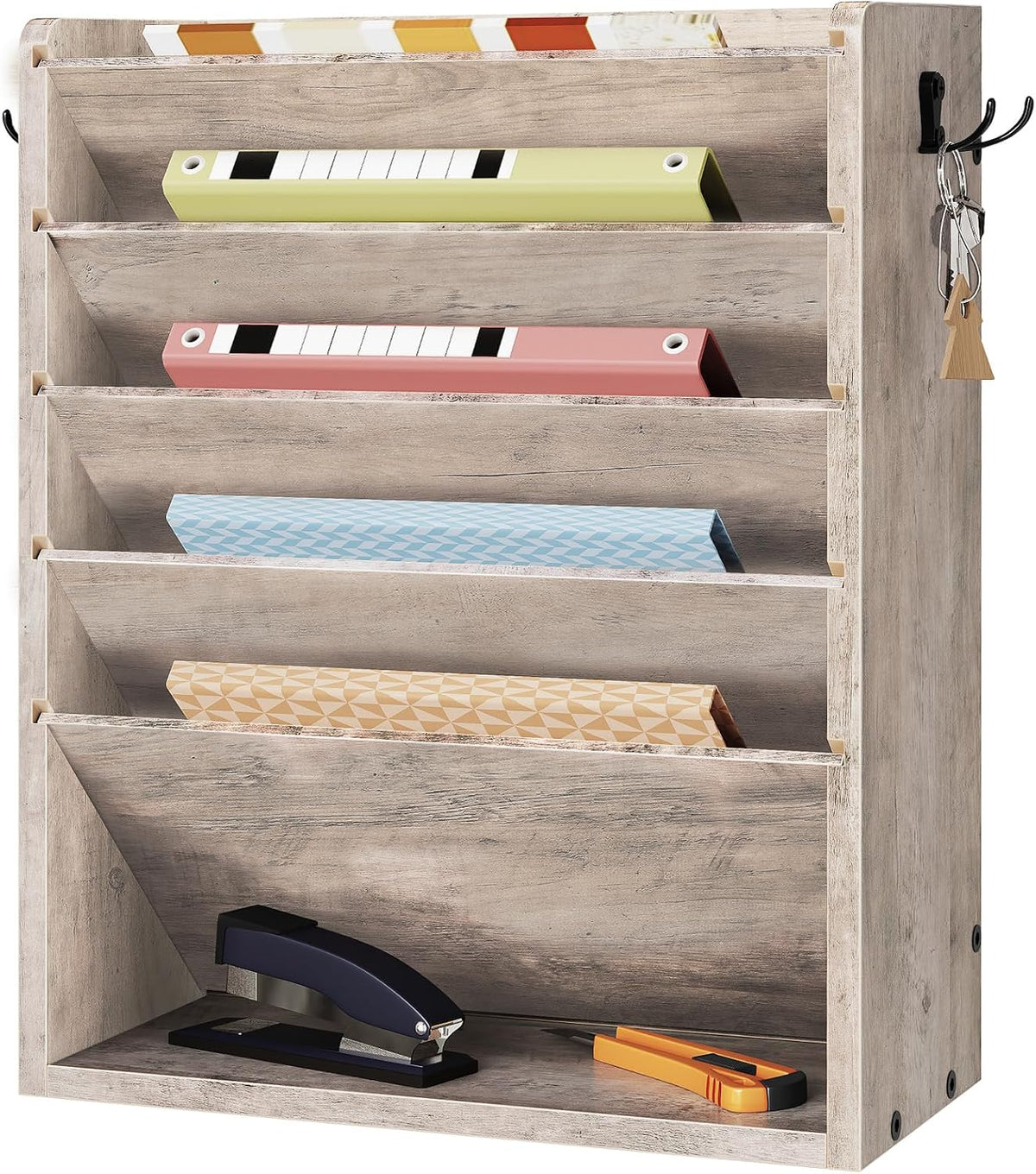 CHOEZON Wall File Organizer, 6-Tier Vertical Mount Hanging Holder with 2 Side...