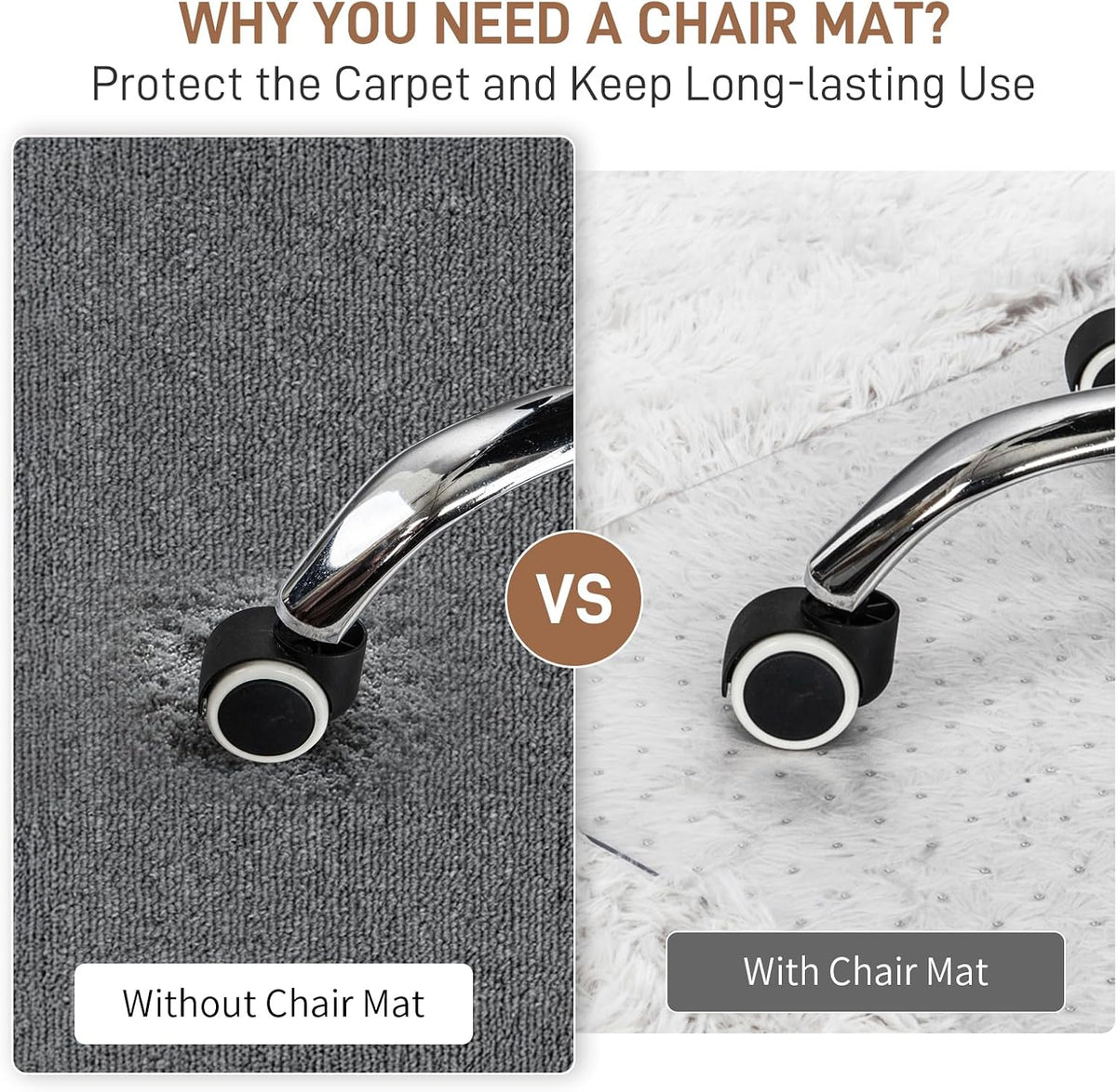 Winado Office Chair Mat, 36 x 48 in, Clear Carpet Floor Protector with Lip