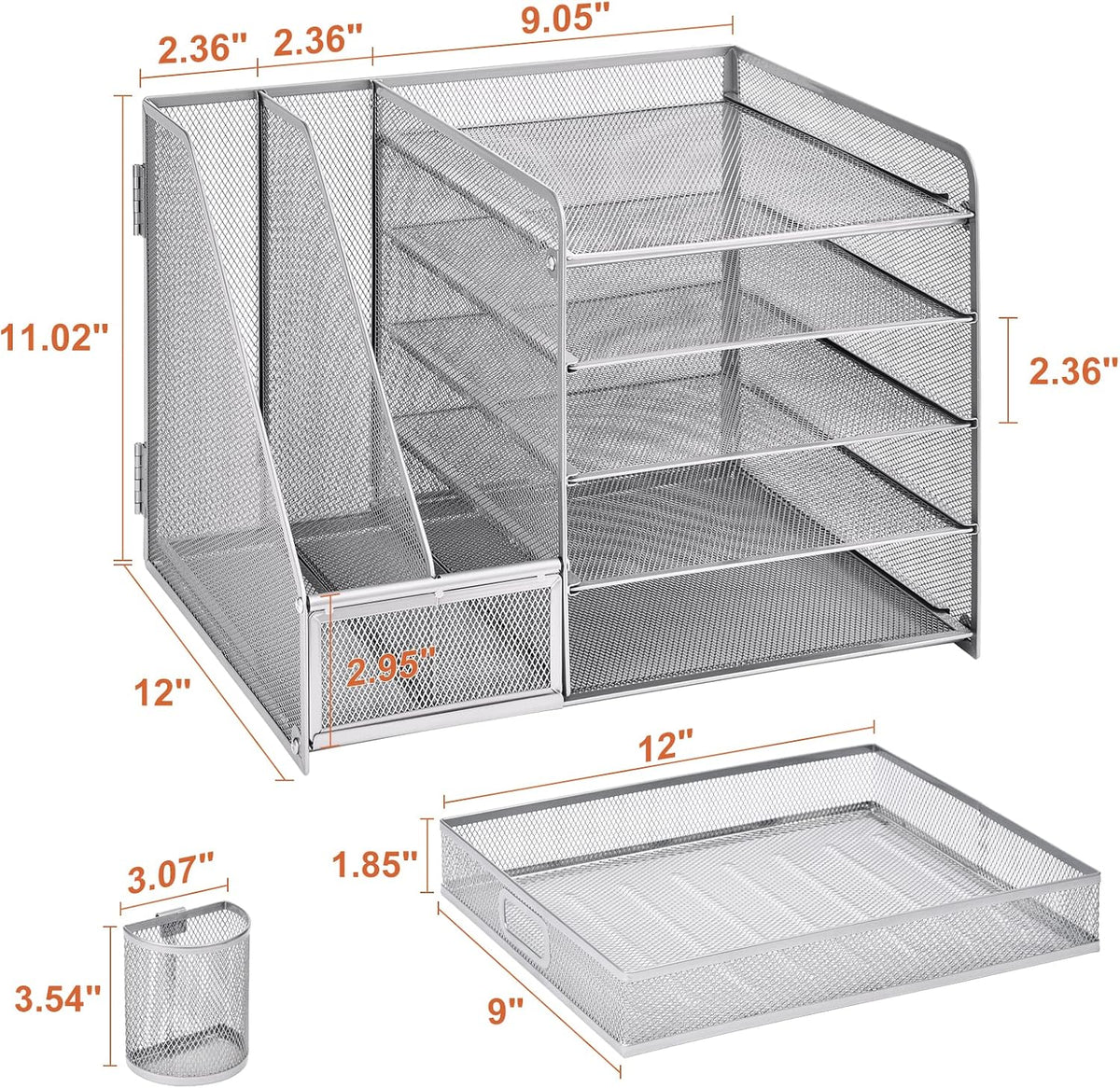 Marbrasse Desk Organizer with File Holder, 5-Tier Paper Letter Tray Organizer...