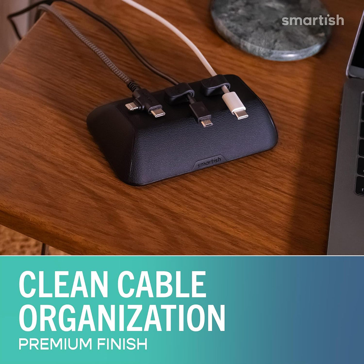 Smartish Magnetic Cord Holder, Bigger Cable Wrangler, Office Desk Organizer