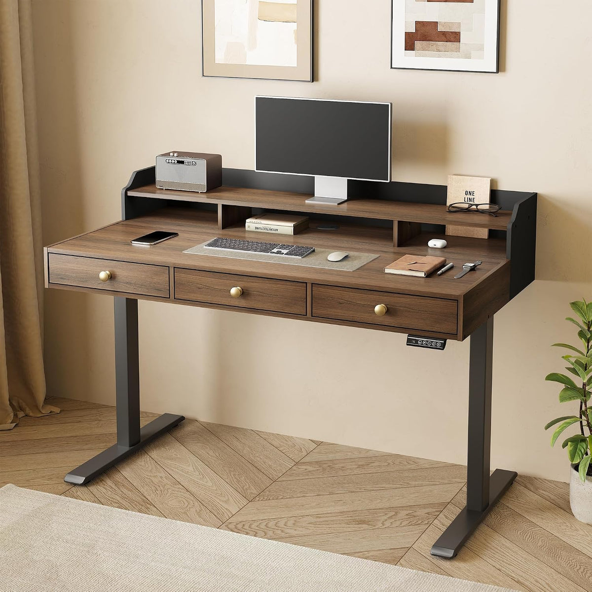 ModernMate Standing Desk with 3 Drawers, 48 x 26 Inches
