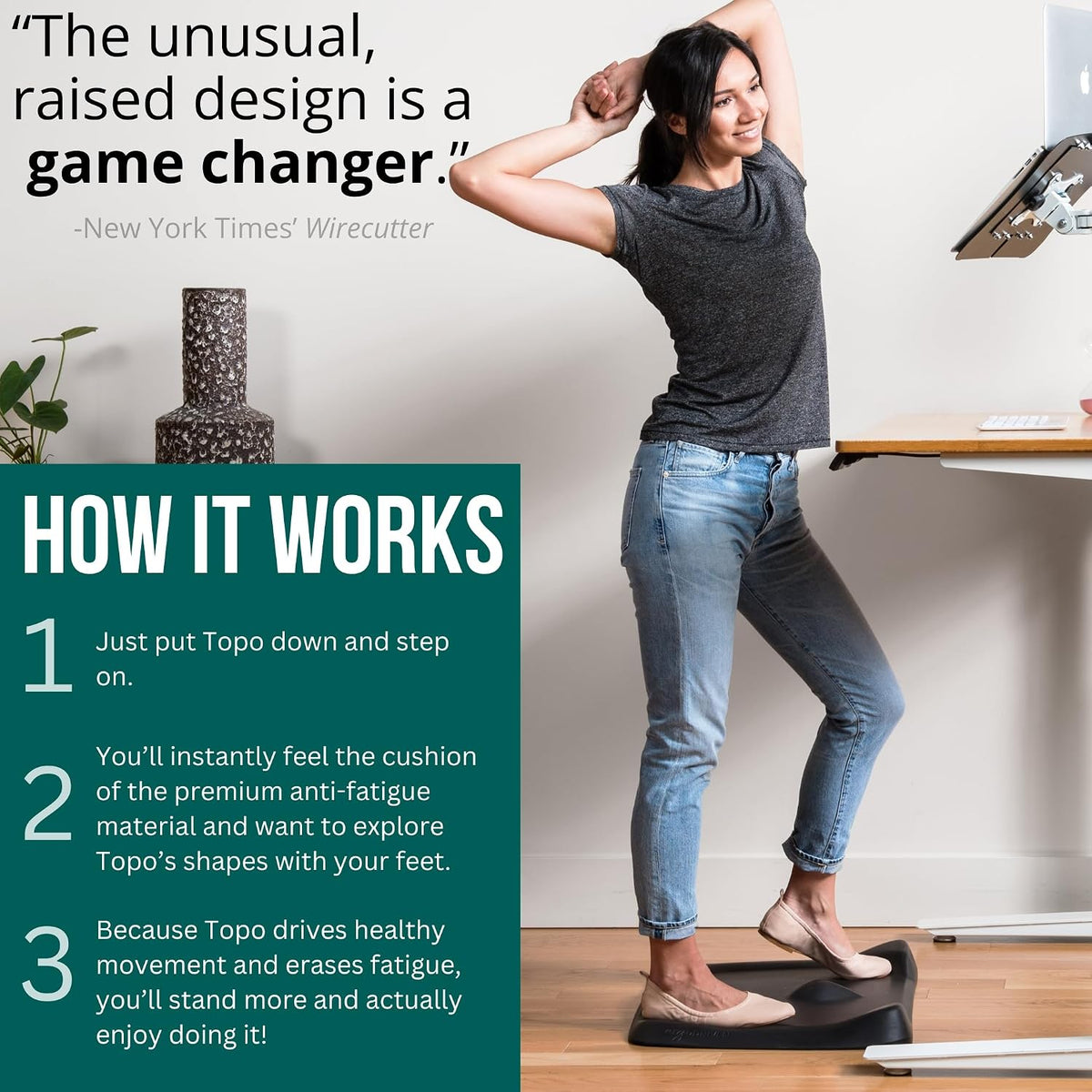 Standing Desk Mat - Topo Mini by Ergodriven | The Smaller Not-Flat Anti-Fatig...