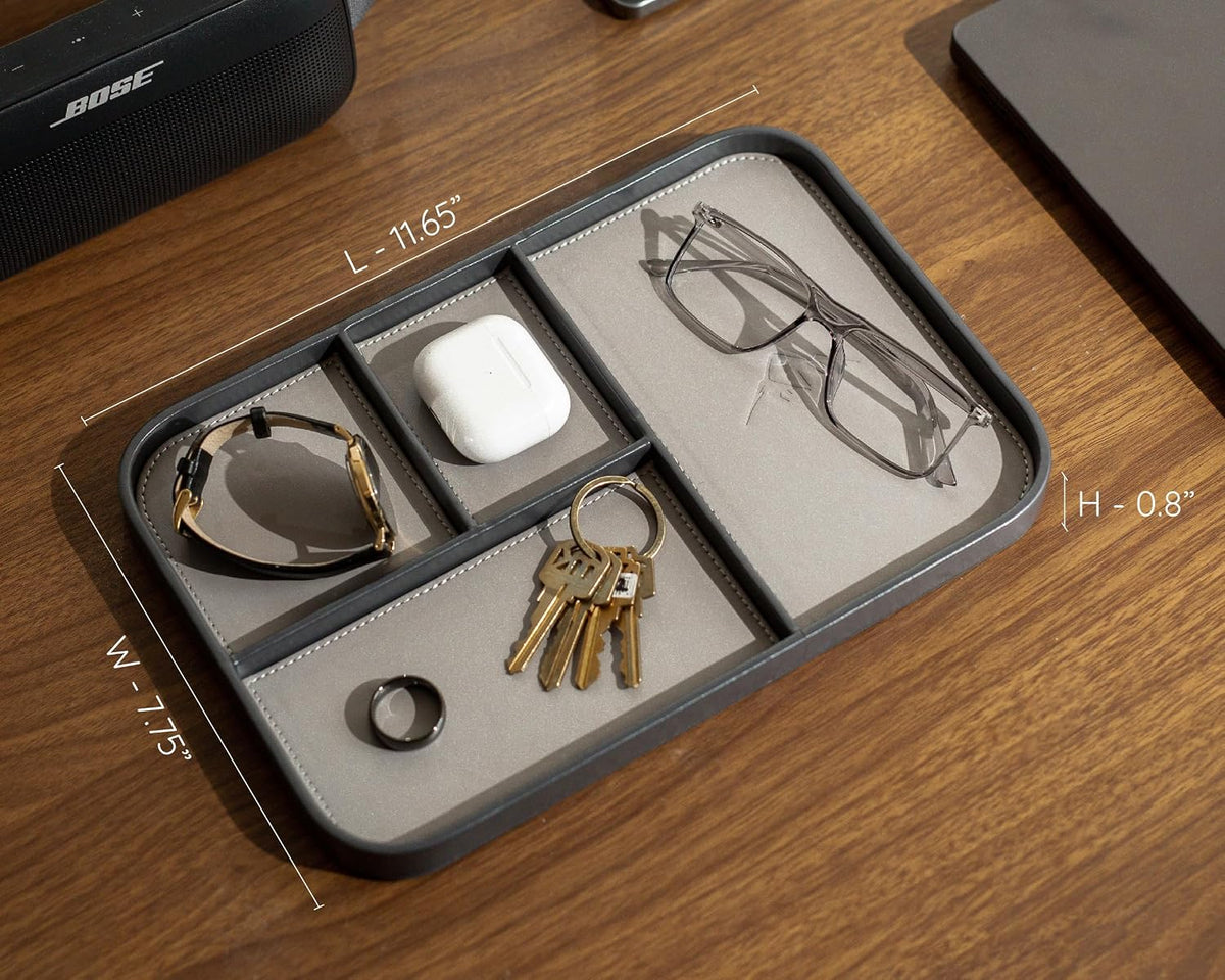 MUUJEE Leather Catchall Multitray (Design 2) - 11.65 x 7.75 x 0.8, Mountain D...