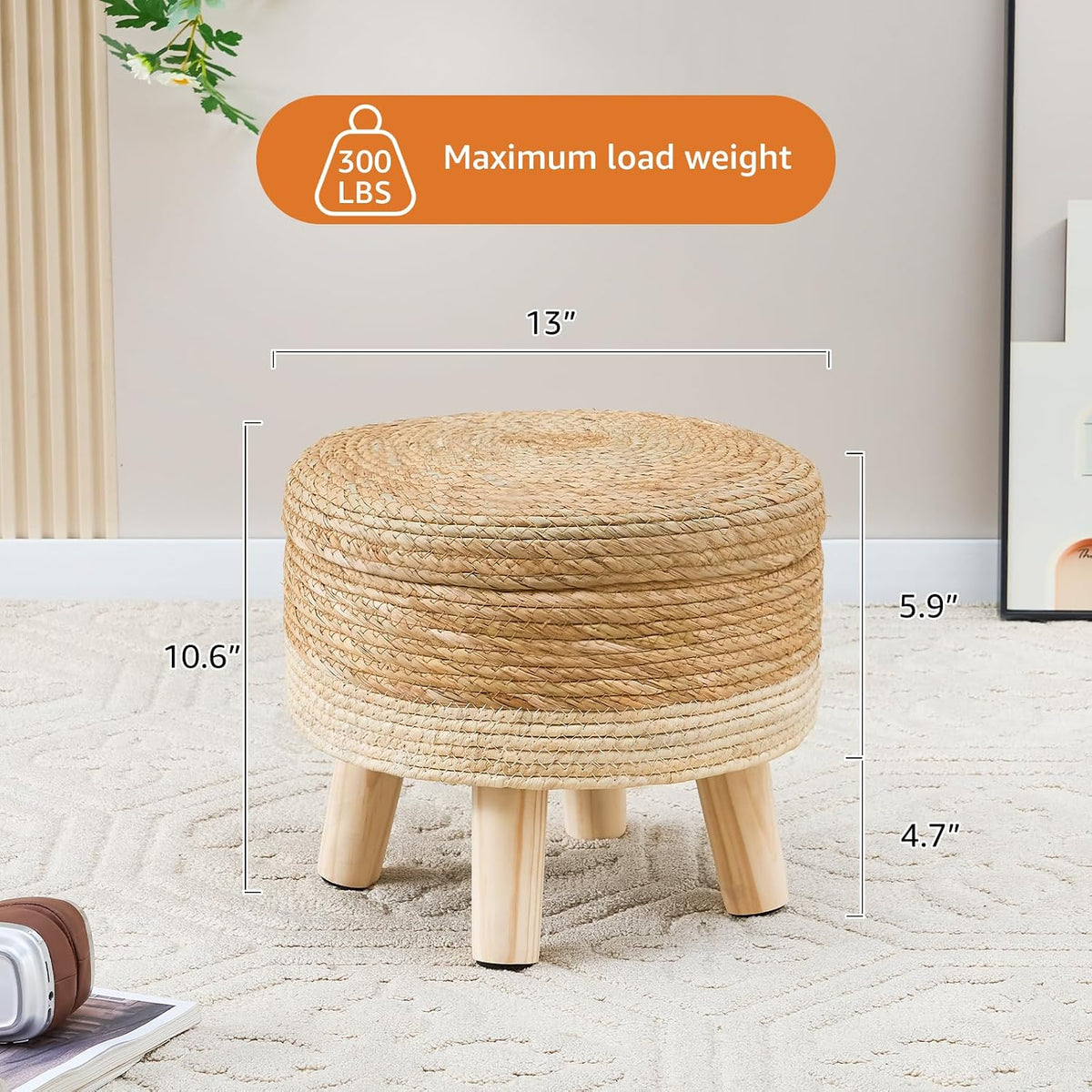 Cpintltr Storage Ottoman Poufs Handwoven Foot Stool