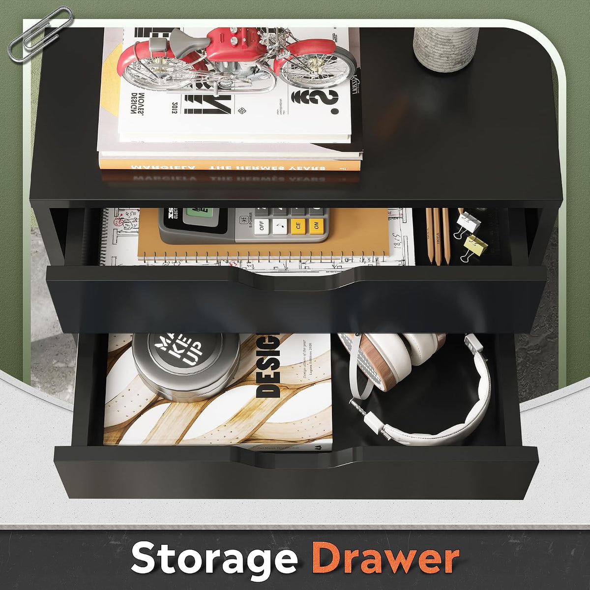 DEVAISE 5-Drawer Filing Cabinet, Under Desk file Cabinet, Black