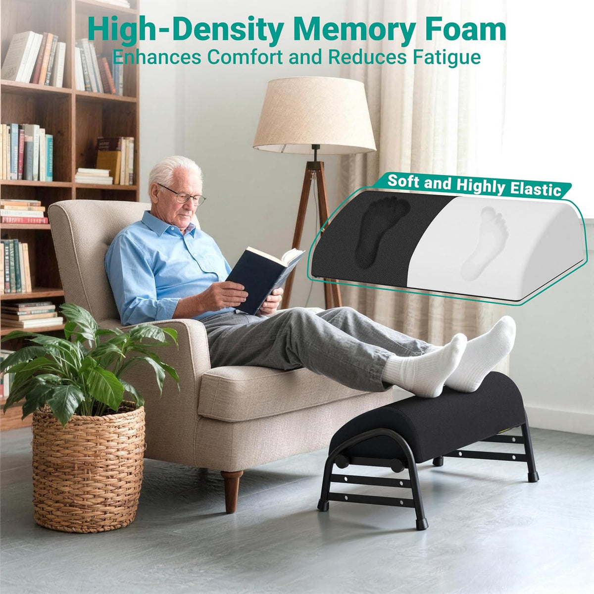 YEASHEIN Adjustable Foot Rest for Under Desk at Work, Ergonomic Foot Stools