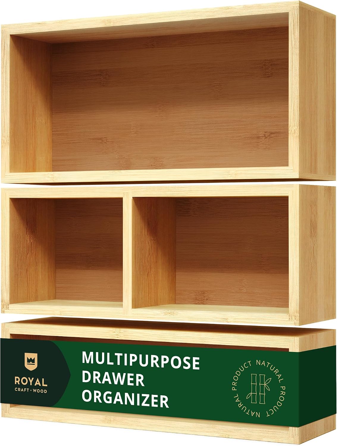 ROYAL CRAFT WOOD Luxury Bamboo Drawer Organizer Storage Box, Bin Set - Multi-...