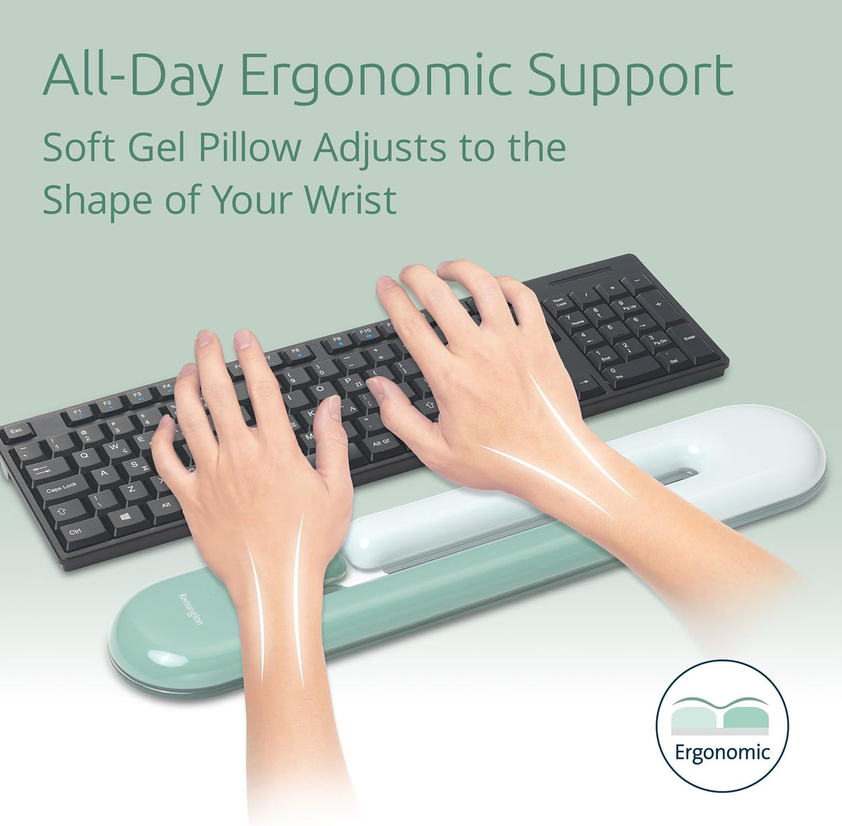Kensington Duo Gel Loop Wrist Rest for Keyboard, Wrist Pad for Full Size Keyb...