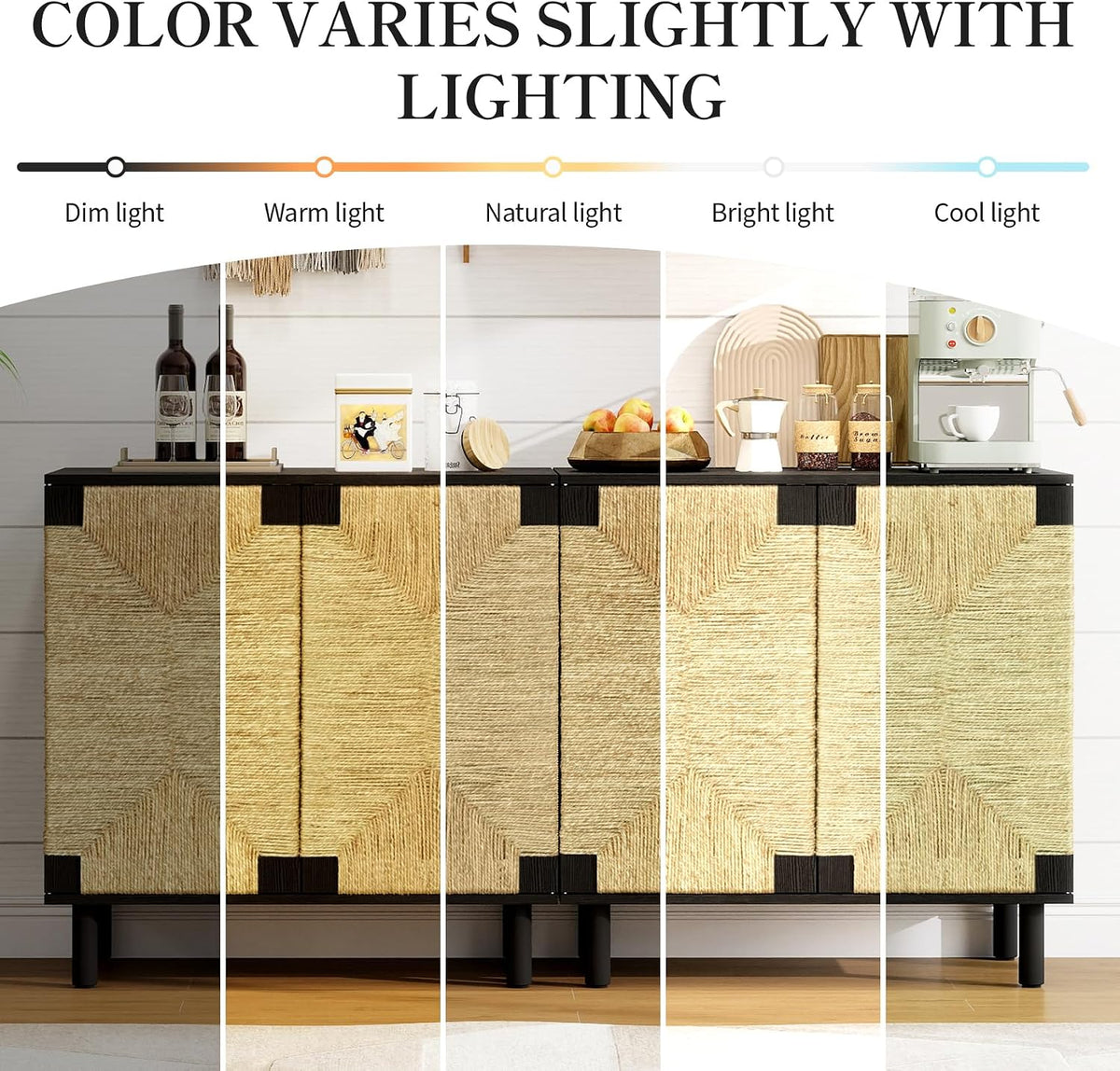 2-Pack 31.5" Sideboard Cabinet for TV - Boho TV Stand with Storage, Smal...