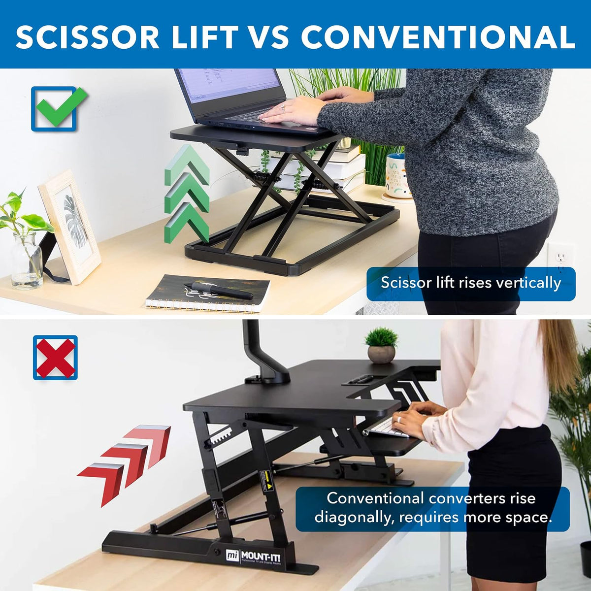 Mount-It! Standing Keyboard Tray, Sit to Stand 1.7-15.6 in, 23.6 in