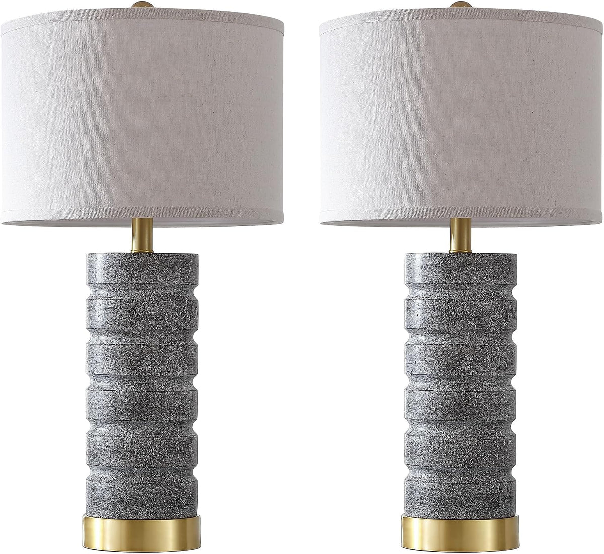 AIEAMPDO 26" Travertine Resin Table Lamps for Bedroom Set of 2, Gray