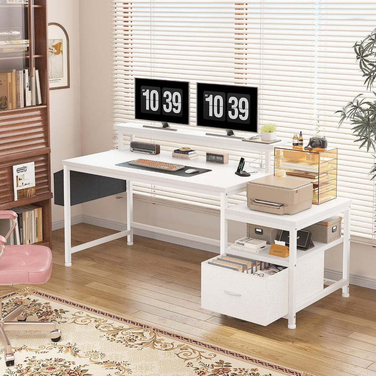 EnHomee 56.5" Office Desk with Drawers & Printer Space for Home Work...