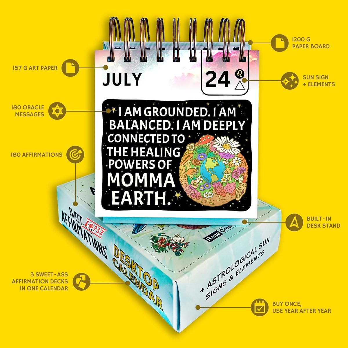 Sweet-A** Affirmations® Perpetual Desk Flip Calendar for 2025 and Beyond, 365...