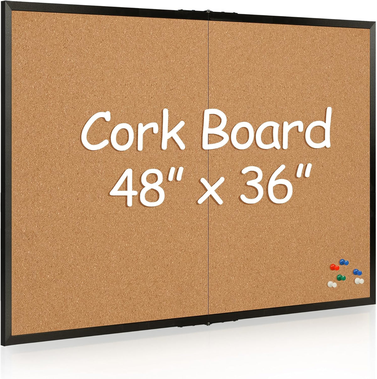 Cork Board Bulletin Board 36 x 48, Black Wood Framed 4x3 Corkboard, Foldable ...