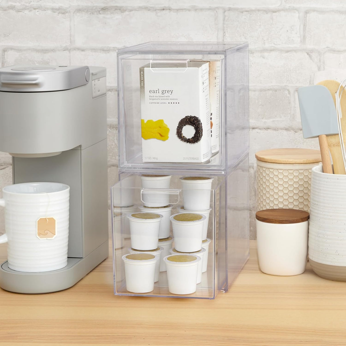 STORi Audrey Stackable Bin Clear Plastic Organizer Drawers | 2 Piece Set | Or...