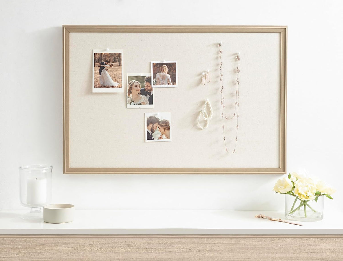 Kate and Laurel Oakhurst Rectangle Framed Linen Fabric Pinboard; 24 x 36; Lig...