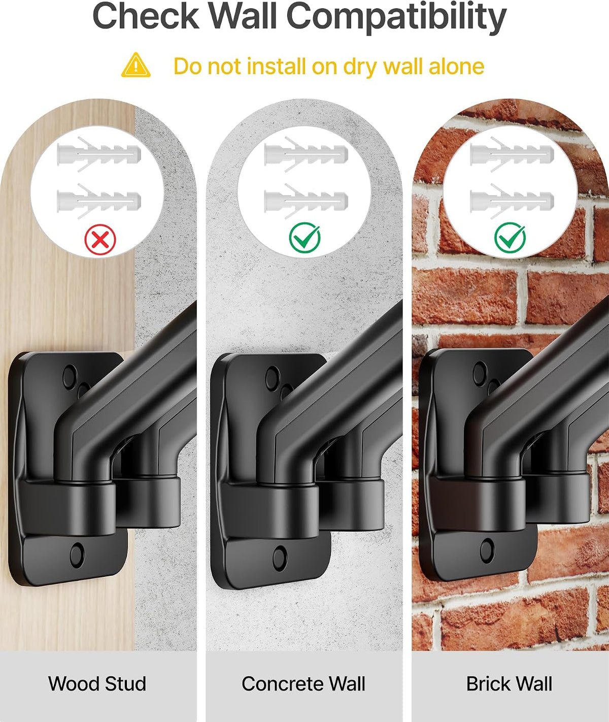 monTEK Dual Monitor Wall Mount, Full Motion Spring Arm for 17-32" Screen