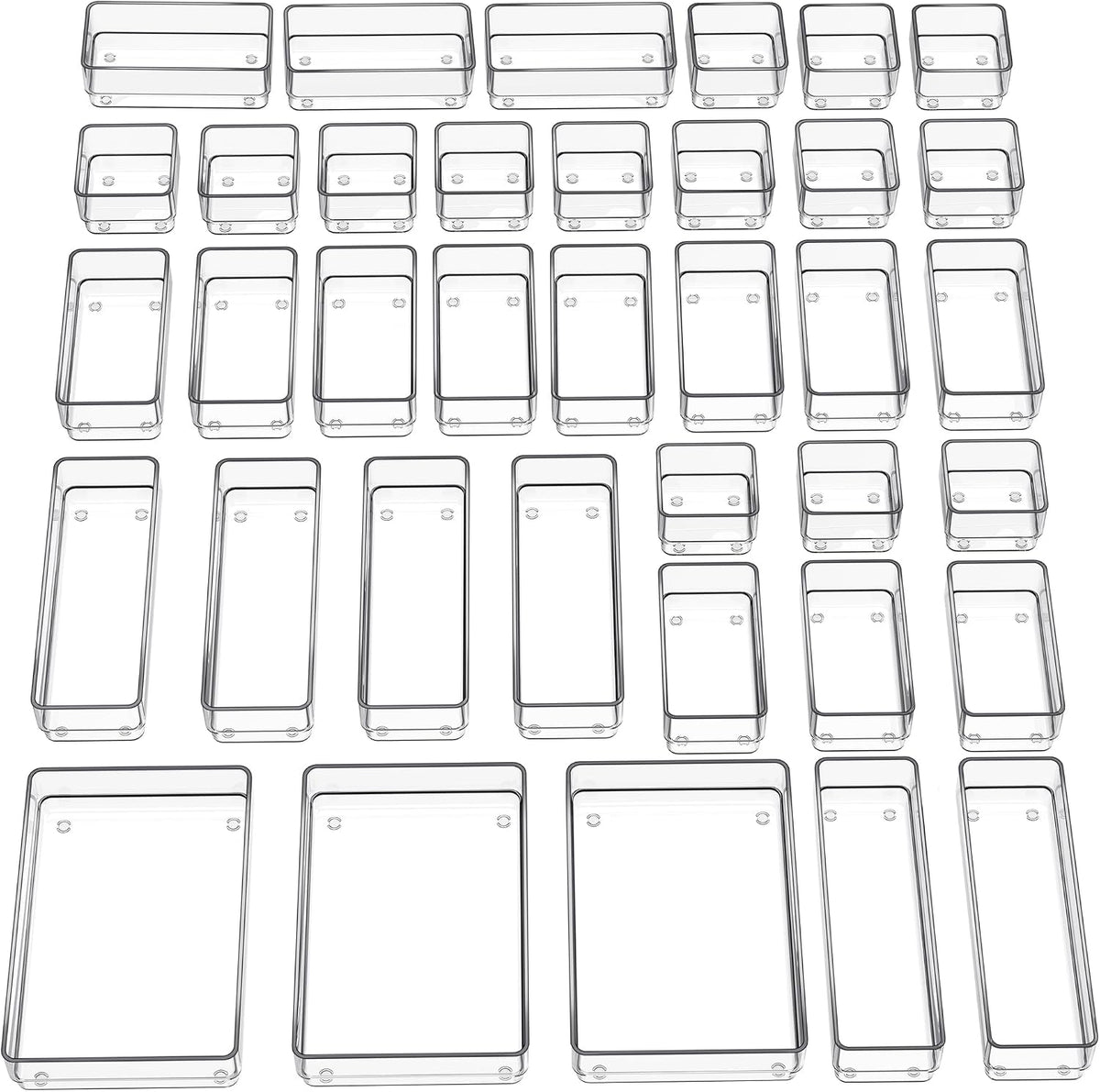 SMARTAKE 37 PCS Drawer Organizer 4 Size Desk Makeup Drawer Organizer Clear