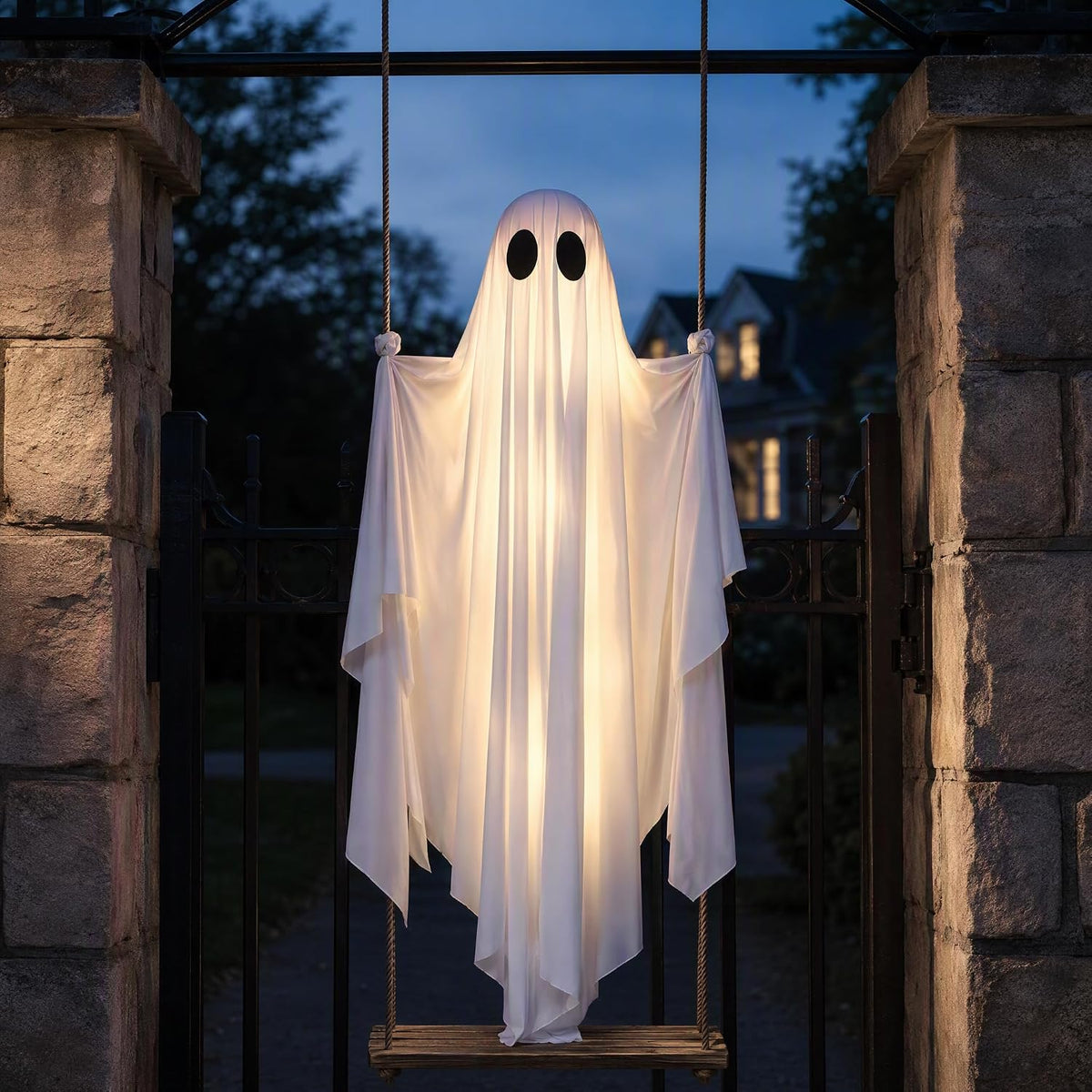 Halloween Decorations Outdoor - 5FT Large Hanging Swing Ghost Halloween Decor...