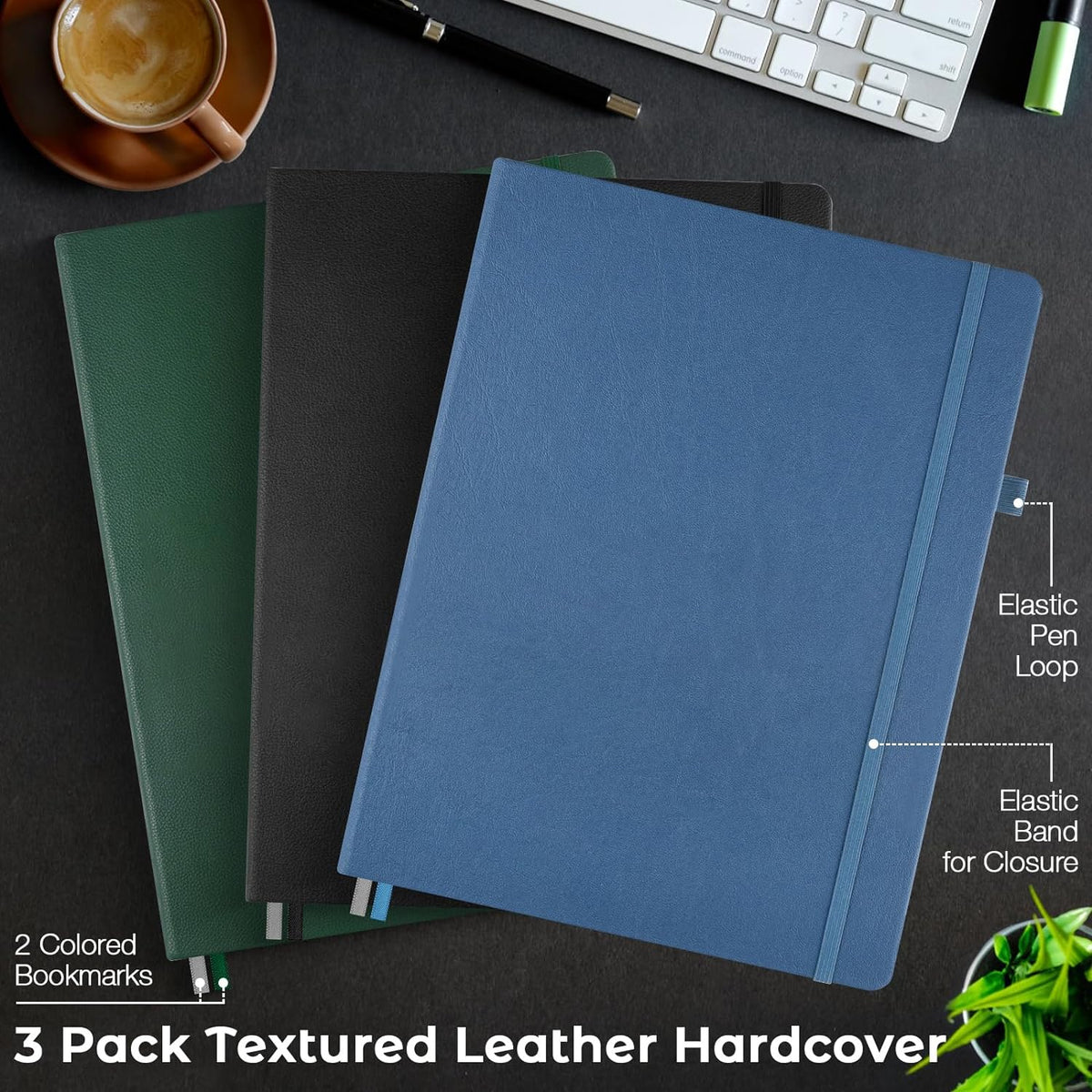 College Ruled Notebook, Large A4 Hardcover Leather Journal for Women Men