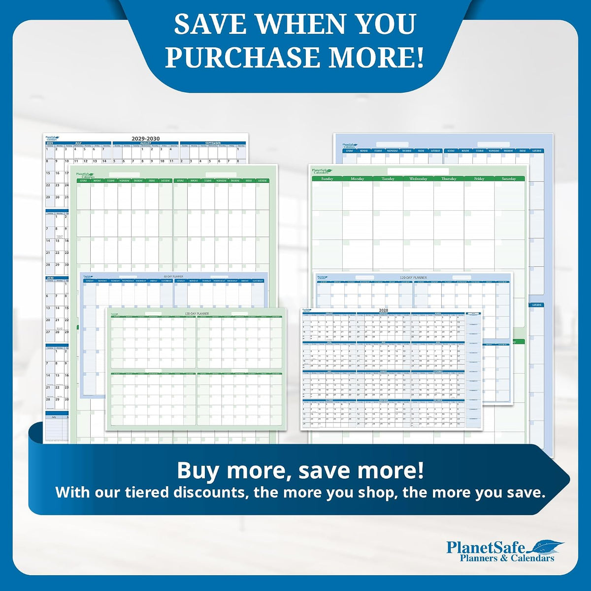 2027 Horizontal Dry-Erasable Wall Calendar 32" x 48" with next year...