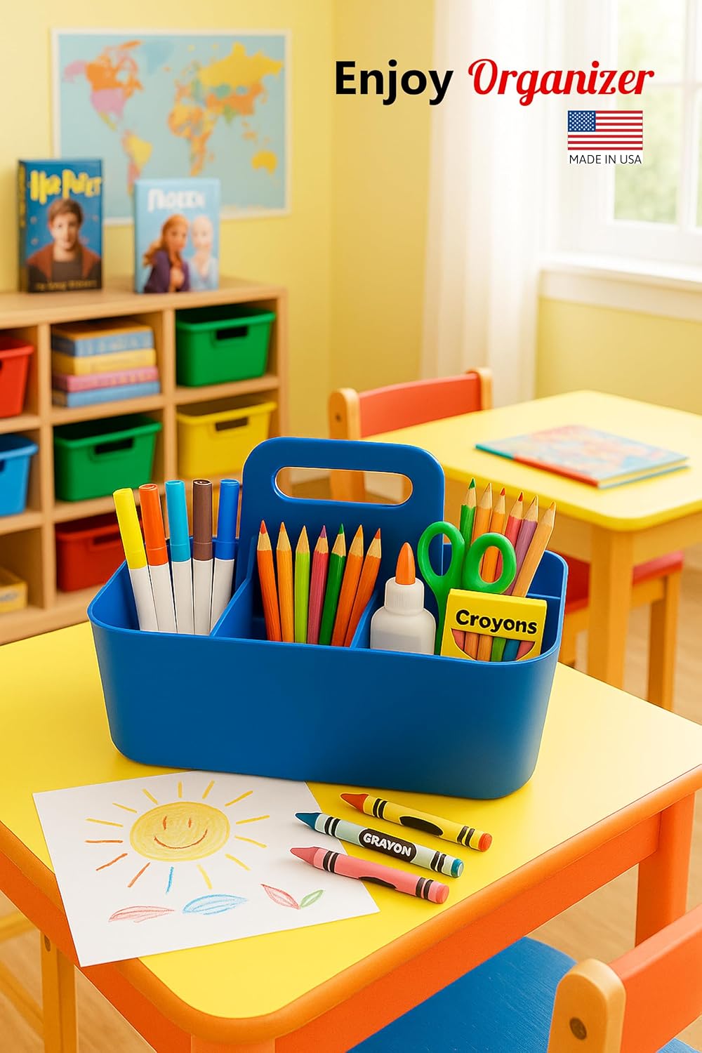 Small Stackable Plastic Caddy with Handle 6 Compartment | Desk, Makeup, Dorm ...