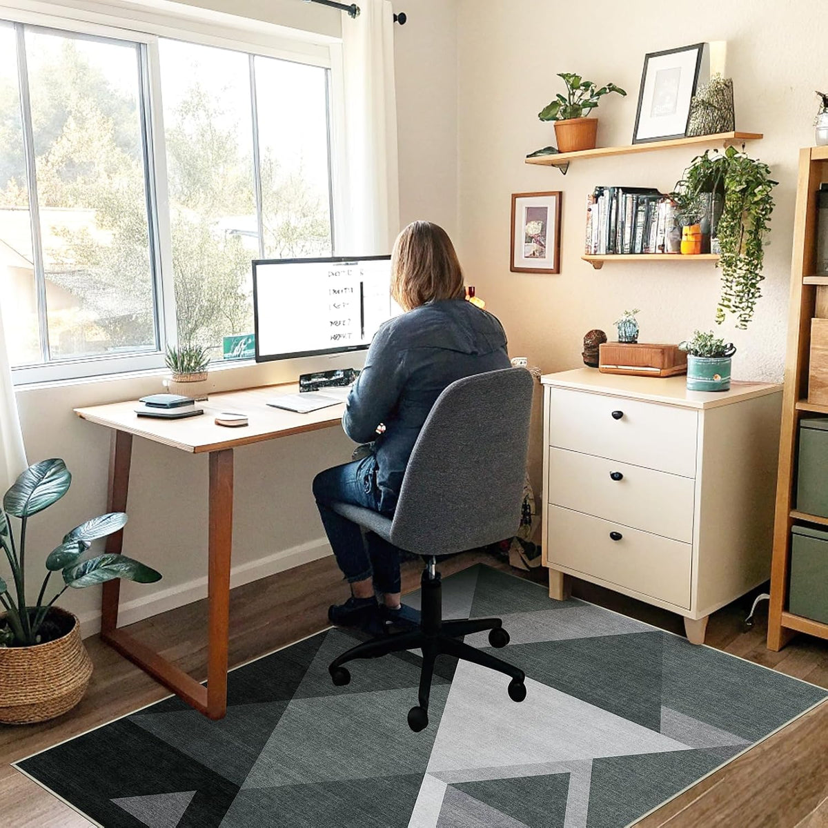 Office Chair Mat for Hardwood Floor & Tile Floor,48"X 60"-Triangle