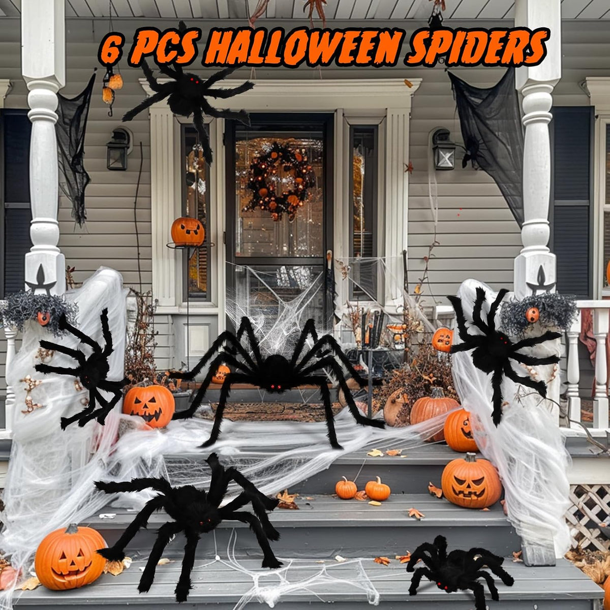 Halloween Spider Decorations Outdoor Indoor: 6 Pcs Giant Halloween Spiders