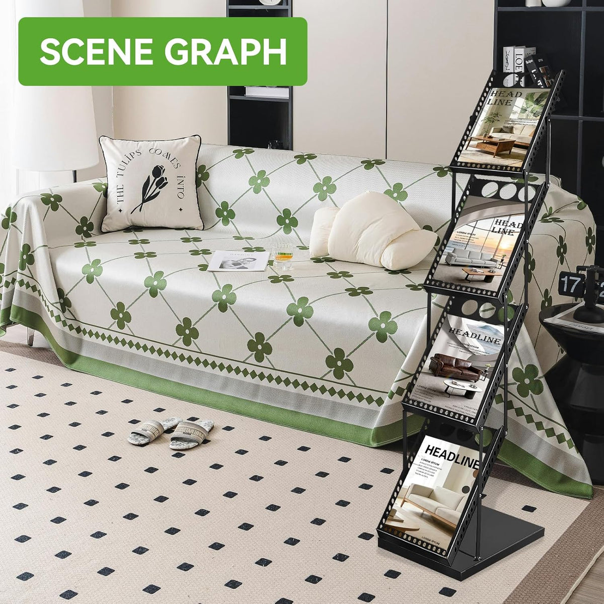 YDisplay Foldable Magazine Display Rack 4-Tier Brochure Literature Display St...