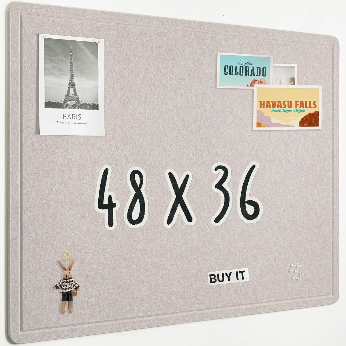 AKTOP Foldable Felt Bulletin Board for Wall, 48x36 inches, Latte