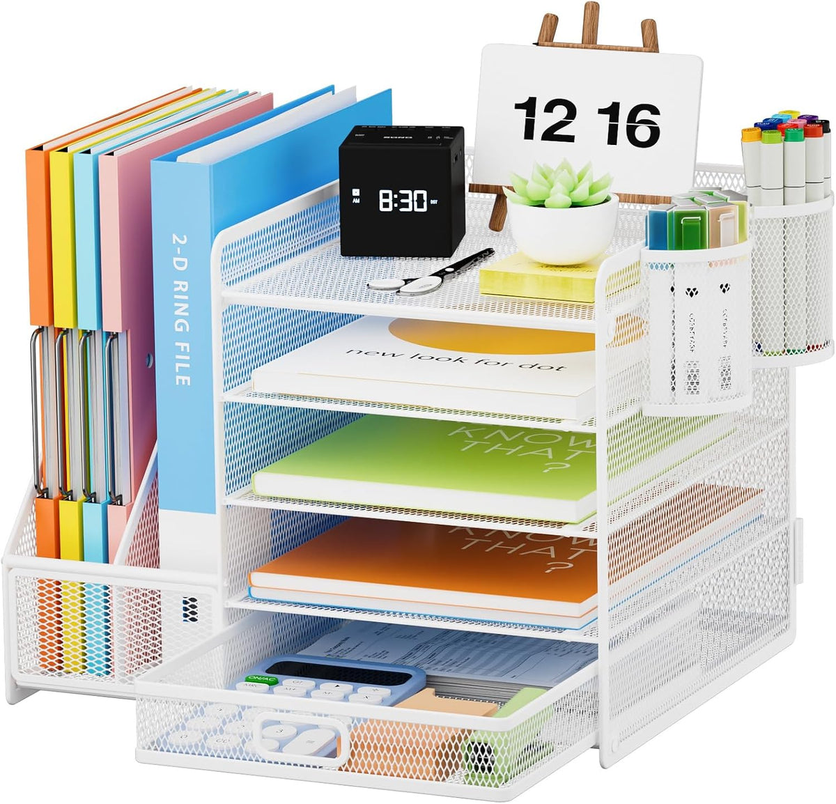 Lavatino Desk Organizer with File Holder, 5-Tier Paper Letter Tray Organizer ...