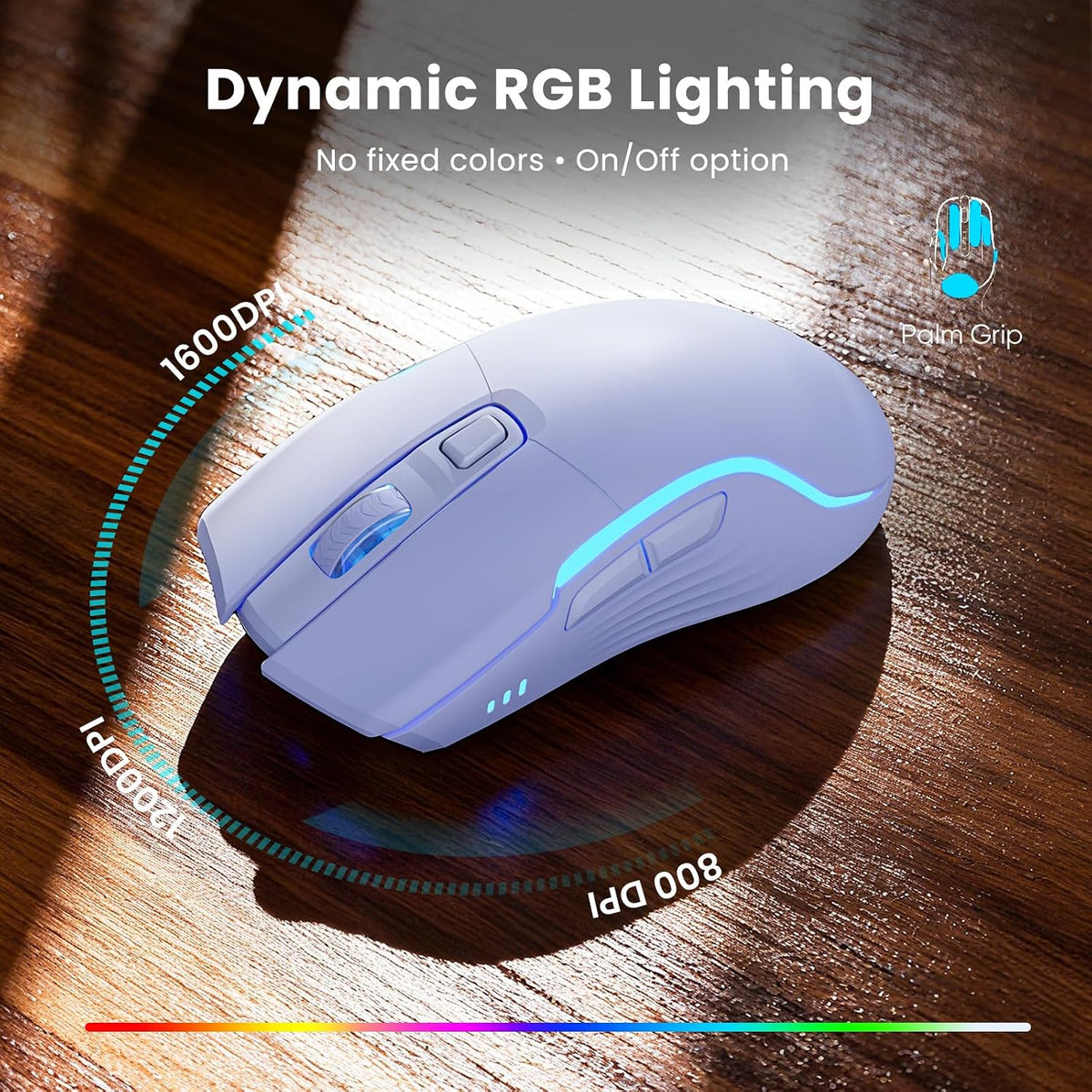 Purple Keyboard and Mouse Wireless Combo, 4000mAh Rechargeable Backlit Quiet ...