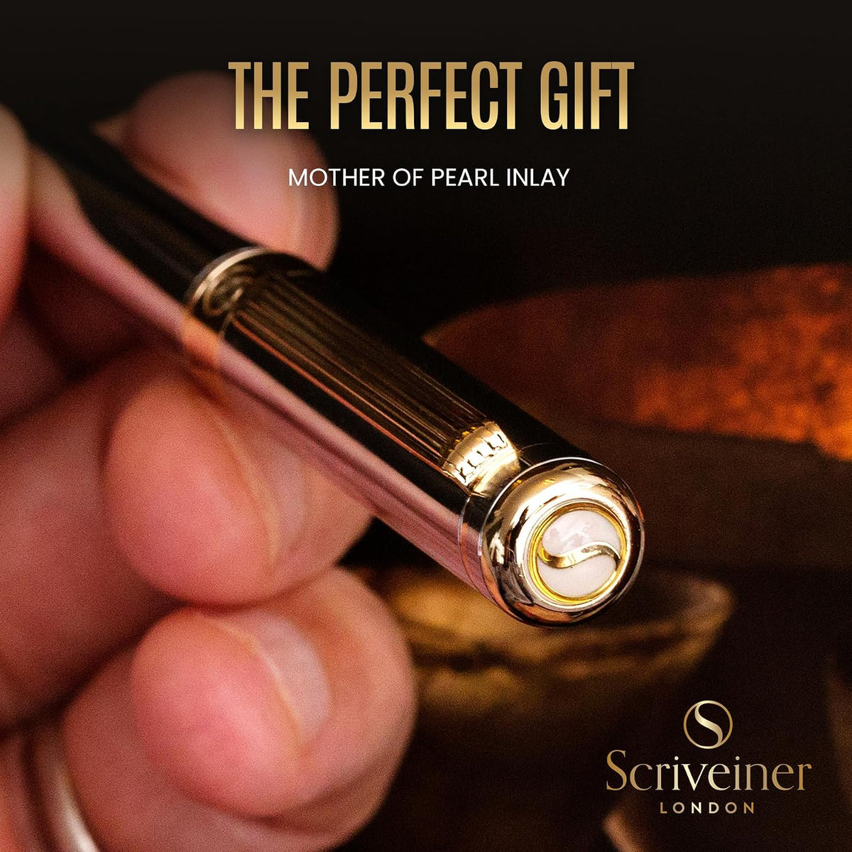 Scriveiner Silver Chrome Ballpoint Pen - Stunning Luxury Pen, Real Gold Plati...
