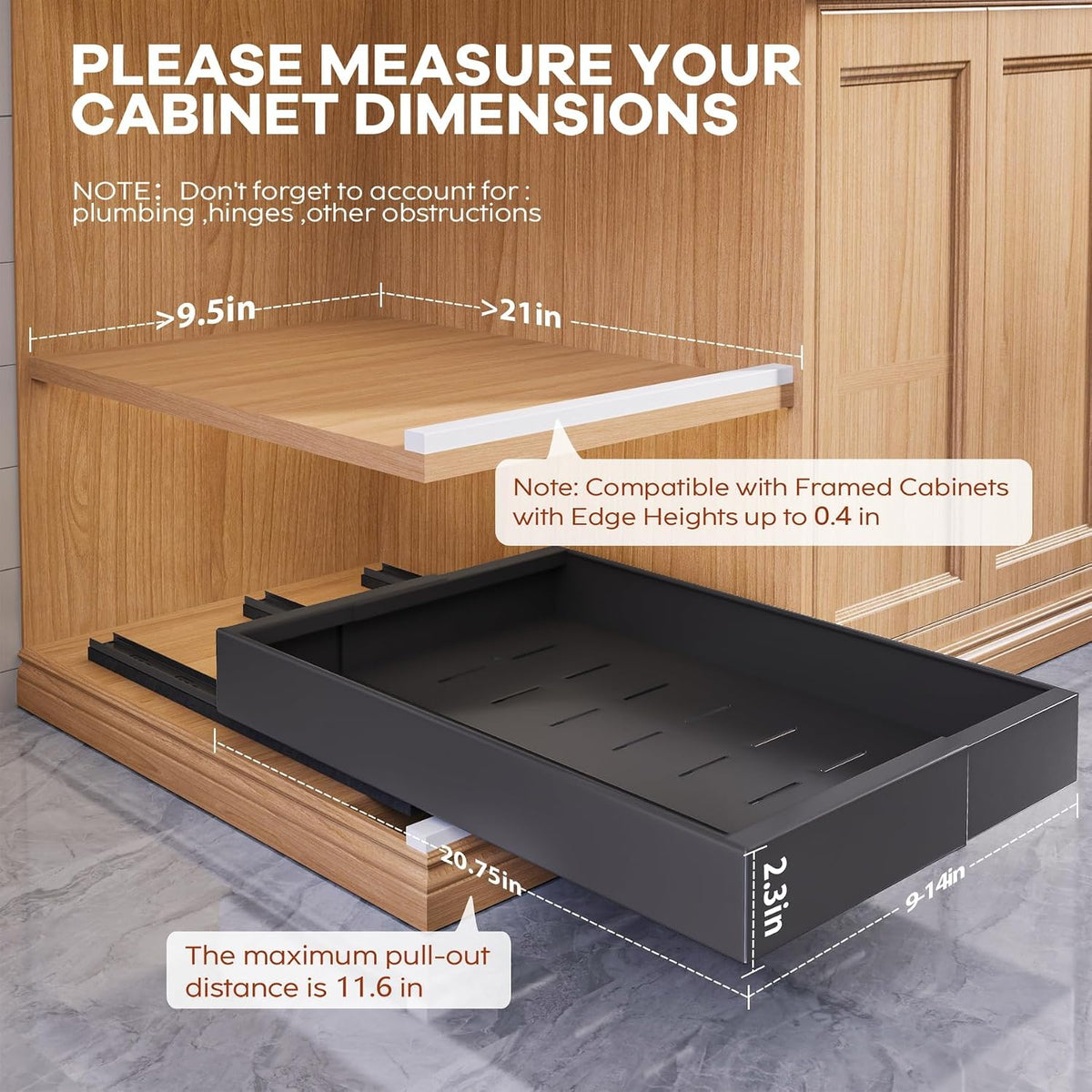Seinloes 2 Pack Expandable (9"-14") Pull Out Cabinet Organizer 21&q...