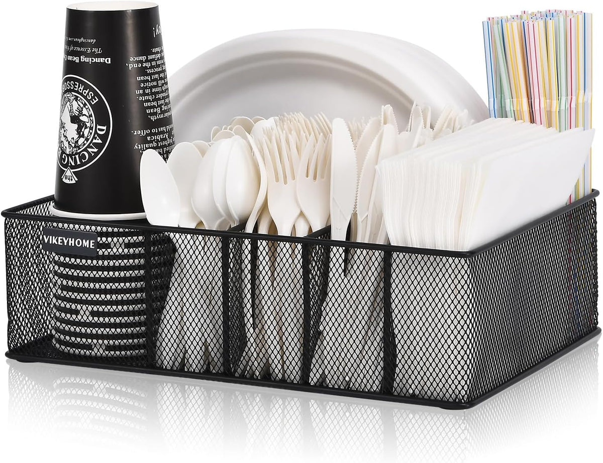 Paper Plate Organizer for Countertop, Black