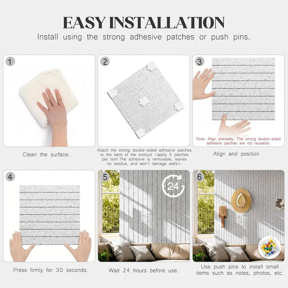 Felt Bulletin Board Tiles 48x36 12 Pack Sound Absorbing Wall Panels