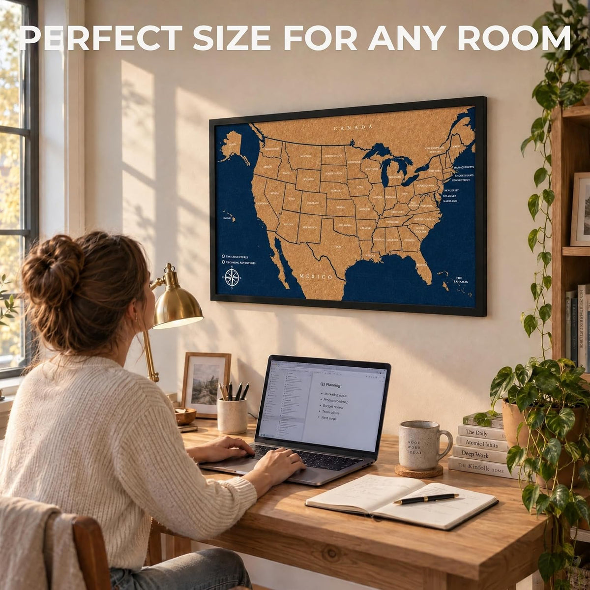 AdventureScape Push Pin USA Travel Map, Cork US Map Pin Board