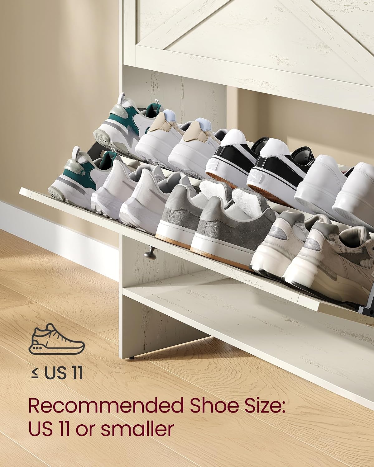 VASAGLE Narrow Shoe Storage Cabinet Organizer with 2 Flip Drawers