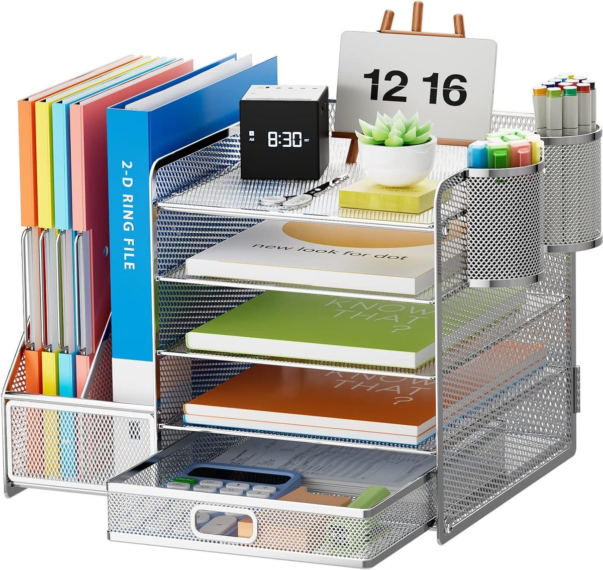 Marbrasse Desk Organizer with File Holder, 5-Tier Paper Letter Tray Organizer...