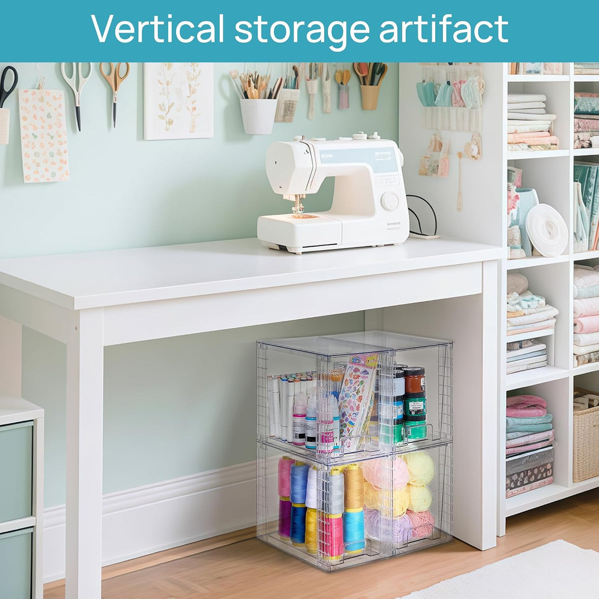 Vtopmart 4 Pack Clear Stackable Storage Drawers,9.7" High Plastic Organi...