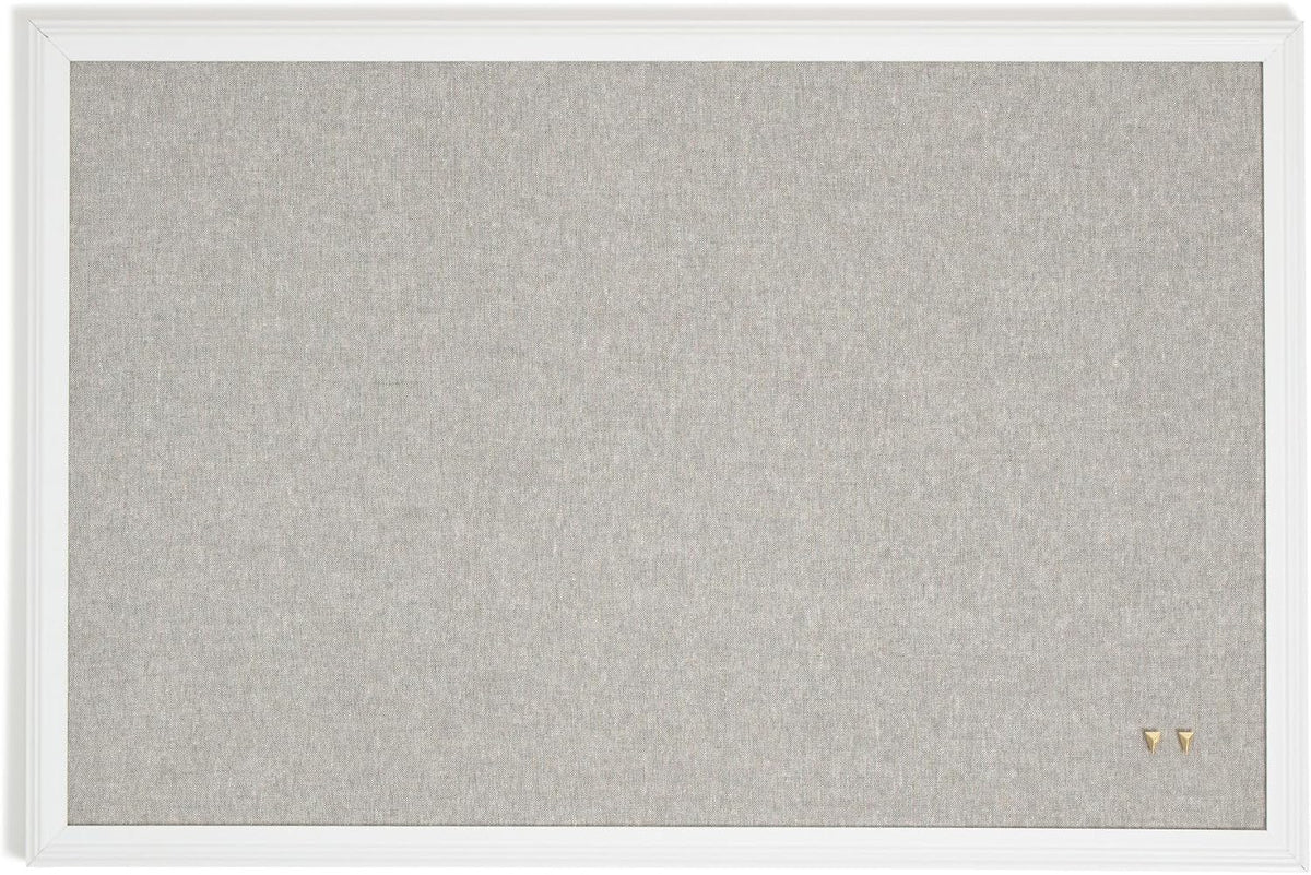 U Brands Bulletin Board, 20” x 30”, Gray Linen Surface, White Wood Frame