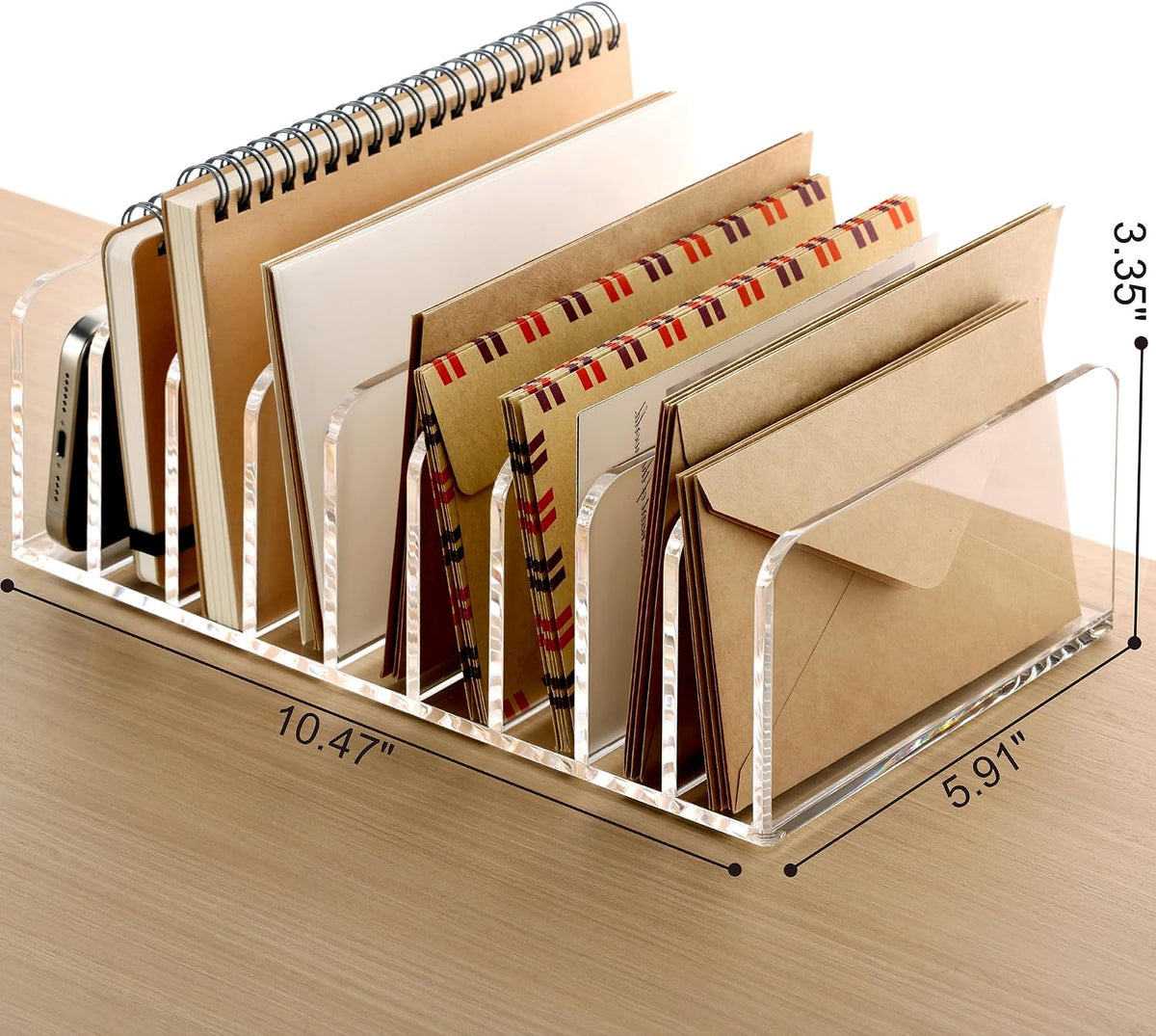 SANRUI Clear Desk Mail Organizer, 9 Slot Acrylic Office Document Sorter