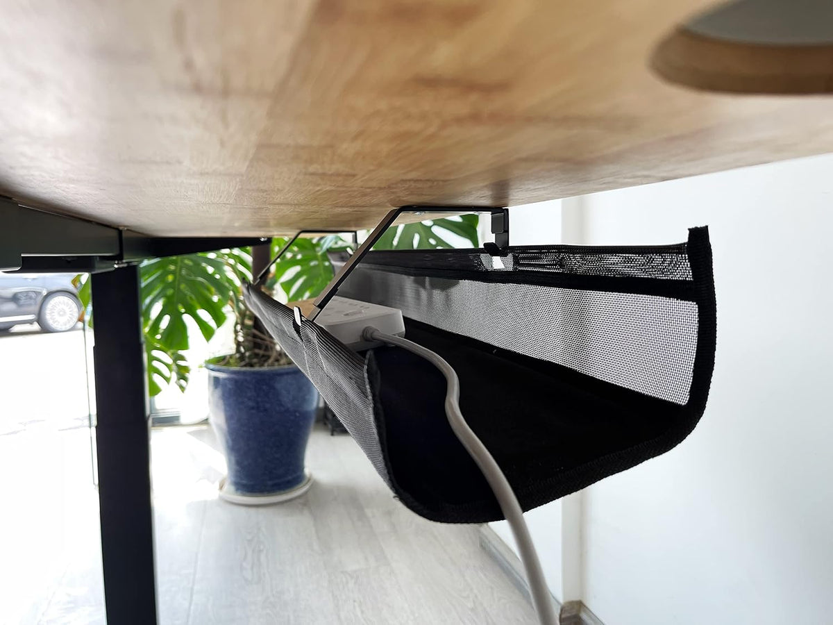 Under Desk 35 Inch Mesh Fabric Cable Management Tray, Power Cable Holder, Cor...