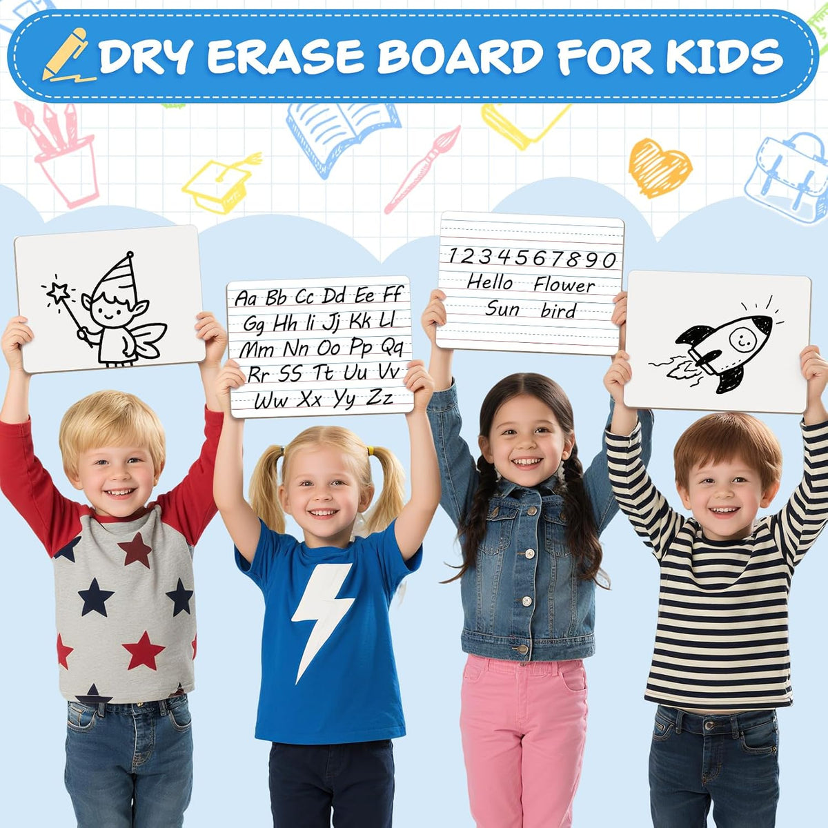 AuroTops 32 Pack Dry Erase Board with Lines,Small White Boards for Students
