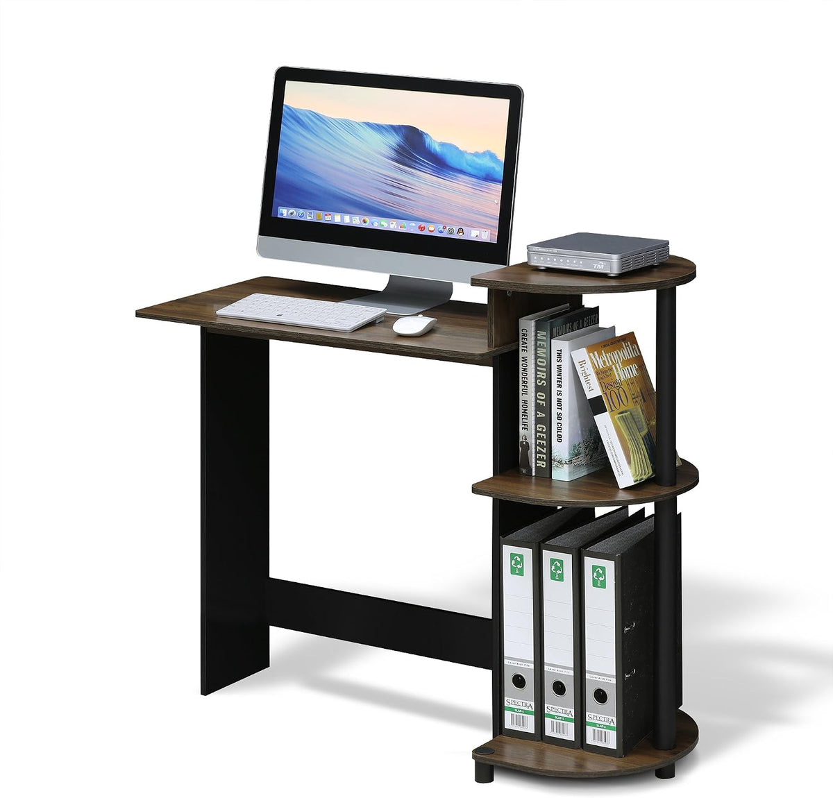 Furinno COMPACT Desk, 28.5" Wide Gaming Desk with Shelves, Computer Desk...